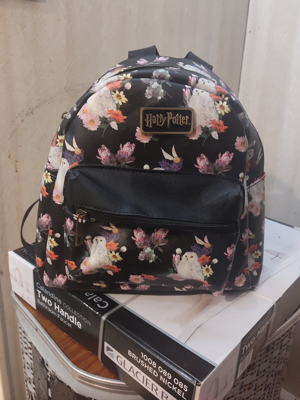 Warner Bros. Harry Potter Black Floral & Owl Mini Backpack